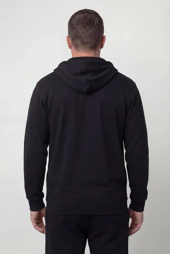 Vista 4 de KingSize - Chaqueta de forro polar con capucha y cremallera frontal para hombre Negro