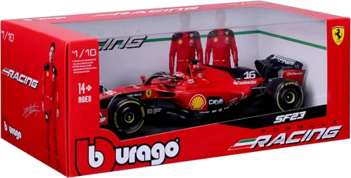 Vista 7 de May Cheong B18-16812L Bburago Formula 1 Ferrari SF-23 Leclerc con casco 2023 Die Cast Car, rojo