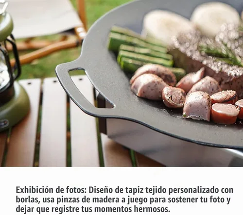 Vista 4 de Sartén para barbacoa, parrilla coreana de hierro fundido antiadherente, sartén redonda portátil con asas dobles para el hogar, cocina, camping