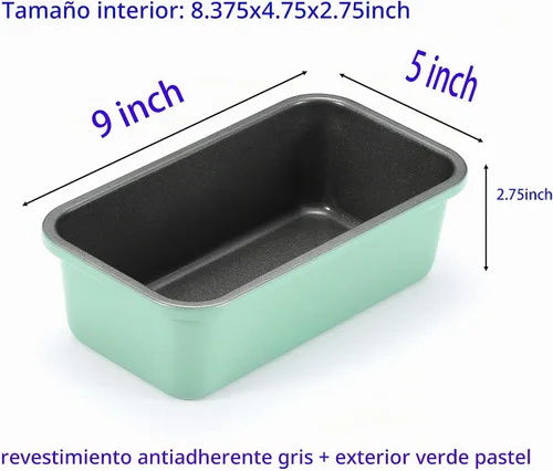 Vista 3 de Monfish Moldes de pan para hornear en casa, 2 moldes de acero al carbono de 1 libra, verde romero de 9 x 5 pulgadas, molde antiadherente para pan