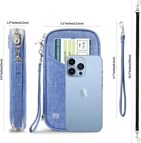 Vista 3 de Cartera para pasaporte soporte para pasaporte RFID con ranura para tarjeta de vacunación para familia mujeres y hombres organizador de documentos