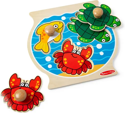 Vista 4 de melissa & doug pecera Jumbo perilla de madera Puzzle, Versión estándar, Multicolor