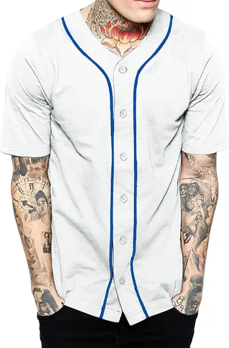 Vista 21 de Hat and Beyond camiseta de béisbol para hombre con botones hipster hip hop