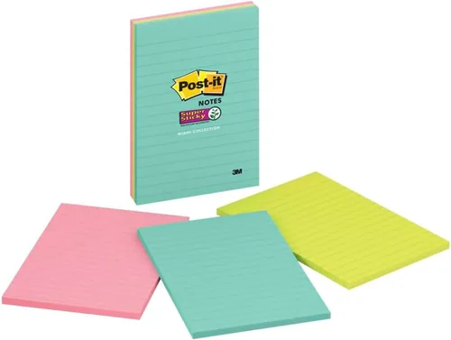 Vista 4 de Post-it Notas súper adhesivas, 4 x 6 pulgadas, colección Supernova Neons, forradas, 3 blocs por paquete (4645-3SSAN) (paquete de 2)