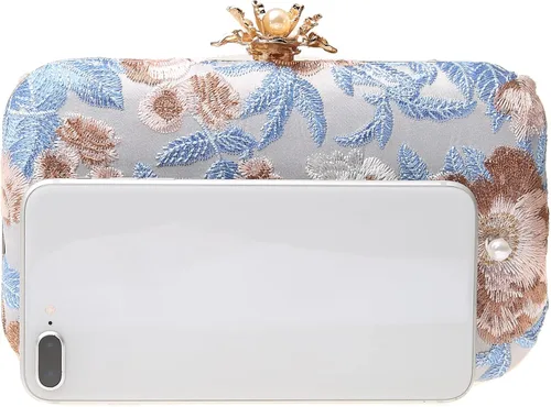Vista 8 de Bolso de noche con bordado floral vintage para mujer, bolso de hombro para boda, fiesta, baile de graduación