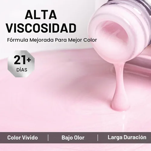 Vista 2 de MelodySusie - Esmalte de uñas en gel con brillo perla rosa brillante, 0.5 fl oz, efecto hilo, con acabado de concha rosa brillante, UV LED