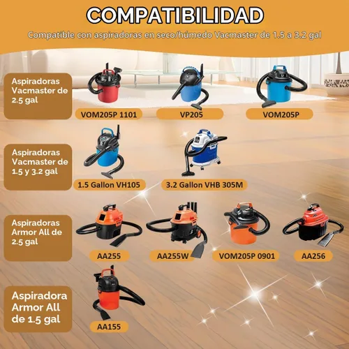 Vista 6 de 3 piezas de bolsa de filtro de tela para Armor All AA256 AA255 2.5 galones Shop VAC Microlined