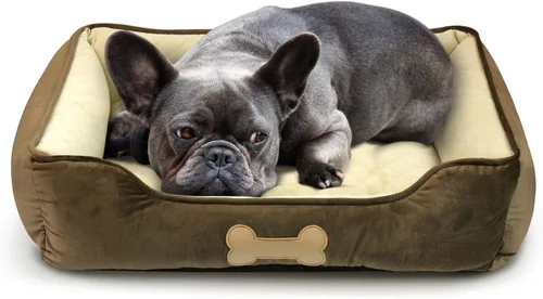 Vista 11 de Cama para mascotas Fluffy Paws, cama con forma de caja con alfombra premium con cojín para perros y gatos