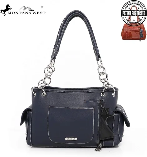 Vista 4 de Montana West Bolso patriótico con tachuelas para mujer, bolso con bandera estadounidense y bolso cruzado