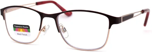 Vista 6 de Rectángulo de metal medio borde bisagra de resorte 3 gafas de lectura progresivas multifocales