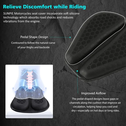 Vista 4 de SUNPIE Cojín de asiento de motocicleta plegable gel suave asientos cubierta