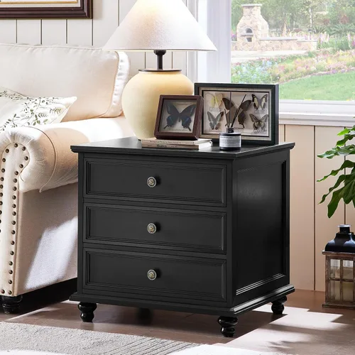 Vista 47 de Joaxswe Cómoda rústica de 4 cajones para dormitorio, cómoda rústica de 37 pulgadas de alto con 4 pies de madera maciza, organizador de armario