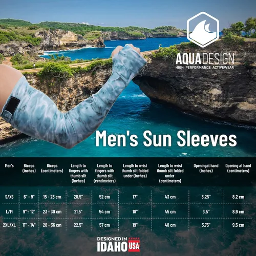 Vista 5 de Aqua Design Arm Sun Sleeves para hombres Protección UV Antebrazo Compresión Cubiertas
