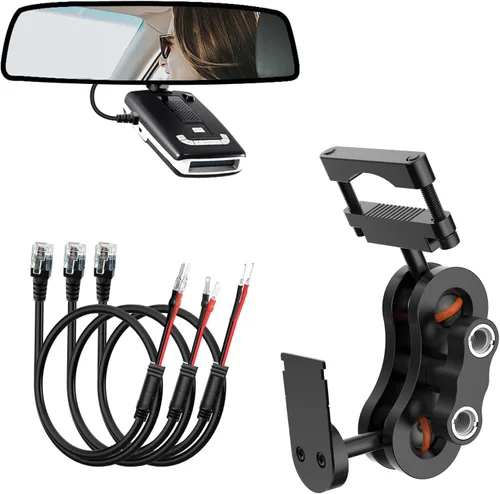 Vista 12 de SDSACZMU Soporte para Detector de Radar, Soporte de Montaje de Radar de Varilla de Espejo Retrovisor + Kit de Cable de Alimentación de Cableado