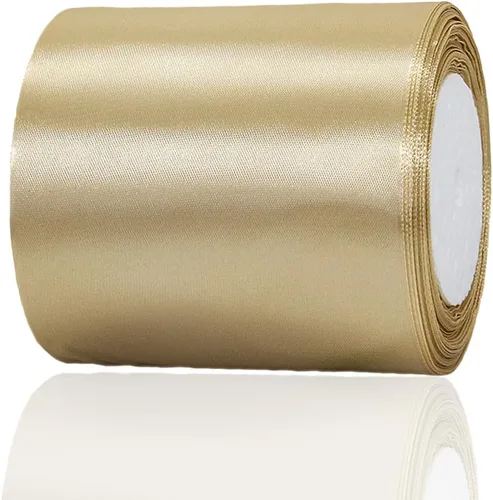 Vista 50 de Cinta beige de 1-1/2 pulgadas x 25 yardas, cinta de satén de tela de color sólido para envolver regalos, manualidades, ramos de novia, coronas