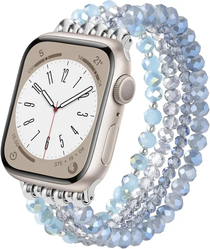 Vista 15 de VISOOM Pulsera bohemia con cuentas compatible con Apple Watch de 38/40/41/1.654 in para mujer – Correa elástica de iWatch para mujer para Apple