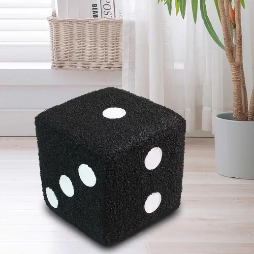 Vista 2 de Taburete de pie suave, cómodo, simple, cálido, resistente, base cubo, taburete para el hogar, sala de estar, dormitorio (negro)