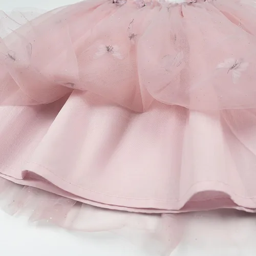 Vista 3 de Miipat Vestido de tul sin mangas para niñas pequeñas, vestido de tutú de mariposa floral para niñas pequeñas, vestidos de princesa para fiesta