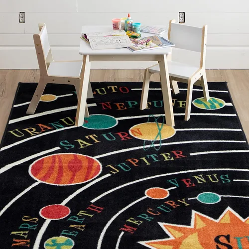 Vista 2 de Mohawk Home Alfombra Aurora Solar System, 5'x8 ', Negro Sistema solar negro.
