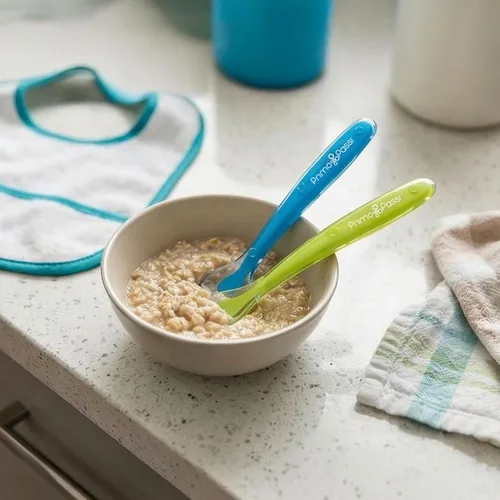 Vista 3 de Primo Passi Cucharas de silicona para bebés – Cucharas de entrenamiento de primera etapa de punta suave para bebés y niños pequeños, aptas