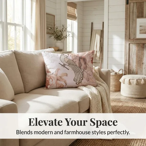 Vista 3 de Decozen Fundas de almohada decorativas con estampado de pájaros con diseño floral para decoración del hogar, sala de estar y dormitorio, funda