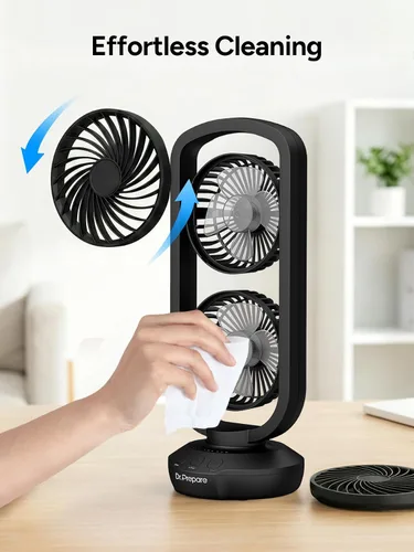 Vista 8 de DR.PREPARE Ventilador de Torre Pequeño Ventiladores de Mesa Oscilantes con inclinación de 270°, oscilación de 105°, 3 velocidades y 3 temporizadores