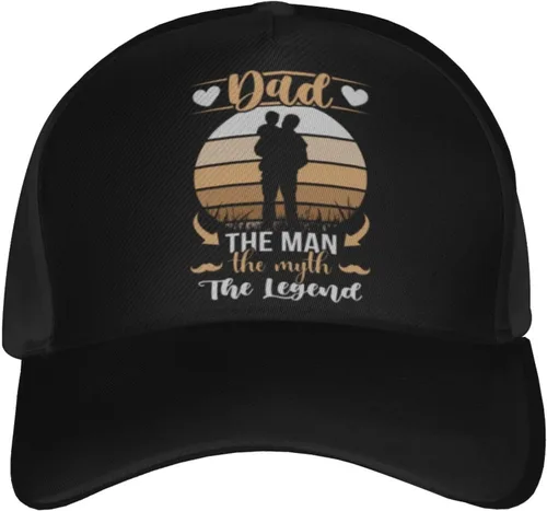 Vista 2 de Dad The Man The Myth The Legend - Gorra de béisbol para hombres y mujeres, ajustable, gorra de camionero casual para exteriores, color negro, Negro