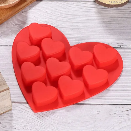 Vista 4 de Molde de silicona para tartas, molde para hacer dulces, molde de chocolate en forma de corazón, bandeja para cubitos de hielo, molde para hornear