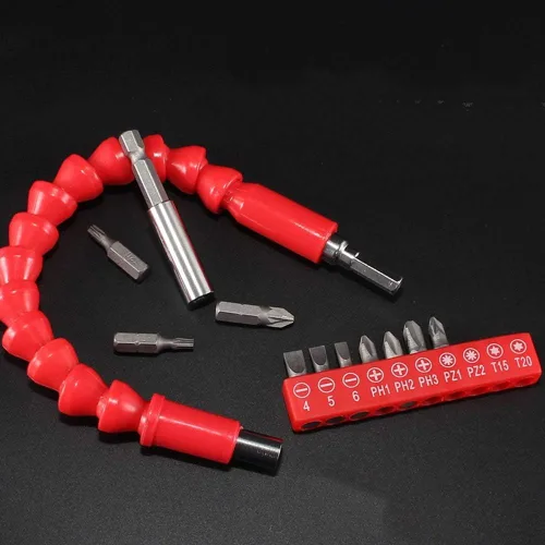 Vista 6 de Destornillador flexible Broca Extensión Rod Hex Sockets Bits Electric Screw Driver Lote Cabeza Flexible Extensión Eje Herramientas de Mano Kit 12