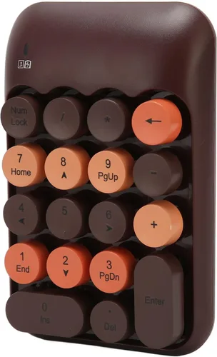 Vista 8 de POCREATION Teclado numérico inalámbrico de 18 teclas de color retro con teclas de acceso directo para calculadora de computadora, receptor USB