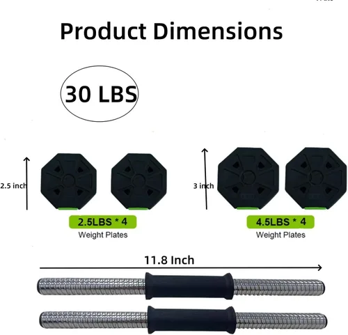 Vista 3 de Adjustable Dumbbell Set, Adjustable Weights 30/44 /66/88 LBS Free Weight Set for Home Gym