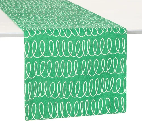 Vista 7 de kate spade new york in The Loop & Joy Dot Camino de mesa reversible, 100% algodón, lavable a máquina, negro/beige, 15 x 72 pulgadas