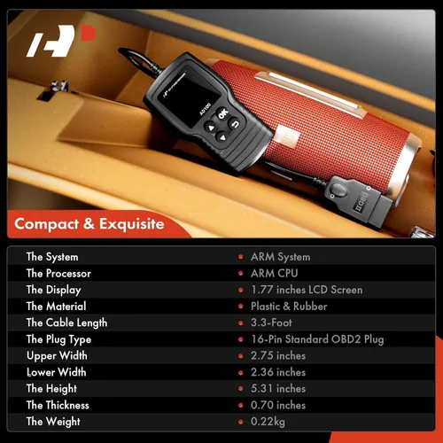 Vista 8 de A-Premium AD100 Herramienta de diagnóstico universal OBD2 escáner, lector de códigos de coche OBDII/EOBD/CAN, comprobar la luz del motor/leer