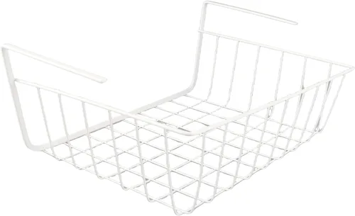 Vista 3 de Cesta de alambre para debajo del estante, cesta de almacenamiento de metal para debajo del estante, soporte de carga fuerte para escritorio