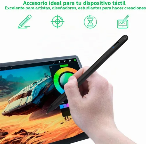 Vista 3 de Lápiz óptico electrónico para iPad de 5ª generación de 9.7 pulgadas 2017, lápiz capacitivo activo recargable tipo C, compatible con Apple iPad de 5ª