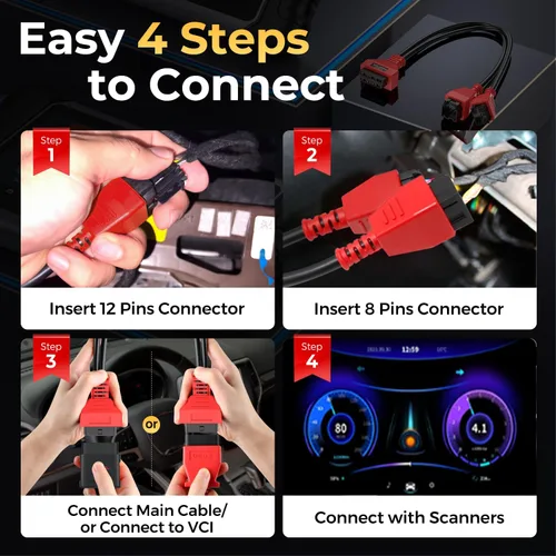 Vista 6 de Autel Adaptador original OBD2 12+8 para Chrysler OBD II, protocolo de pasarela de cable de derivación, derivación de seguridad universal 12 8