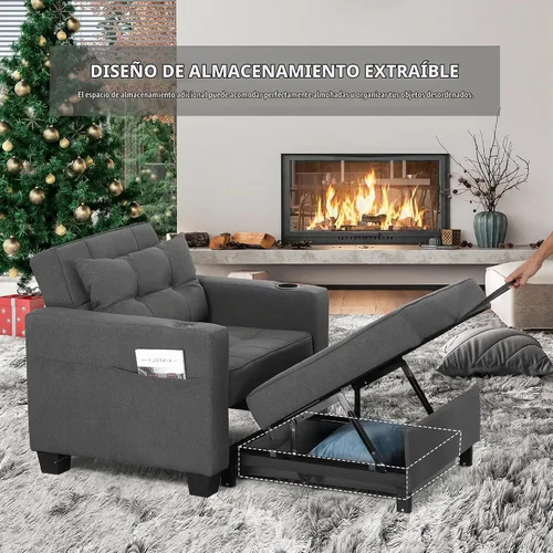 Vista 7 de DURASPACE Silla de dormir de 39 pulgadas, silla convertible 3 en 1, cama, silla de cama extraíble, sillón individual, ajustable con puertos USB