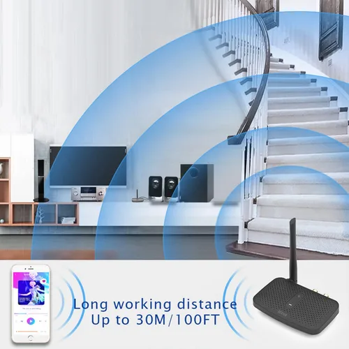 Vista 4 de Besign BE-RCA Pro - Adaptador Bluetooth de largo alcance para transmisión de música Bluetooth, color negro