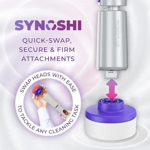 Vista 7 de SYNOSHI PRO Estropajo Eléctrico Giratorio, Cepillo de Limpieza Inalámbrico para Baño. Cepillo de Ducha Impermeable con Ángulos Ajustables, 2