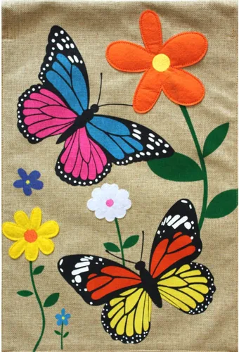 Vista 7 de Briarwood Lane - Bandera de jardín primaveral con mariposas y texto motivacional "Be Grateful" (Sé agradecido)