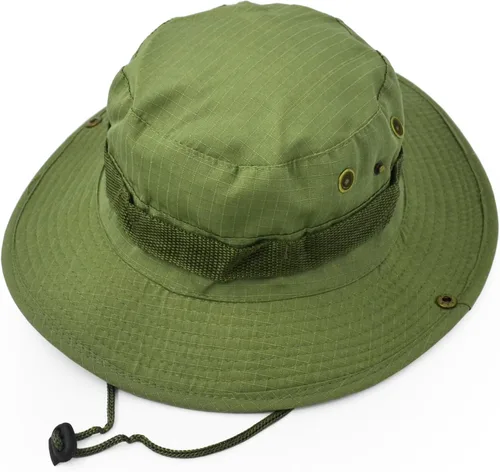 Vista 4 de Sombrero de protección solar de ala ancha para exteriores, clásico estilo militar de combate de EE. UU., gorra de sol para pesca, caza, campamento