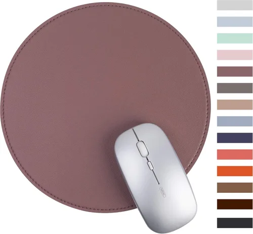 Vista 12 de Alfombrilla redonda para mouse, antideslizante, con borde cosido de alta calidad, impermeable, de piel de PVC gruesa, para oficina, trabajo, hogar