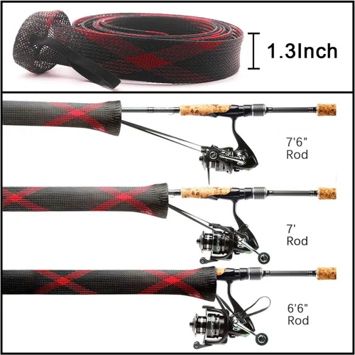 Vista 4 de Funda para caña de pescar – Paquete de 4 calcetines de manga de caña con cordón para mosca, spinning, casting, pesca en el mar