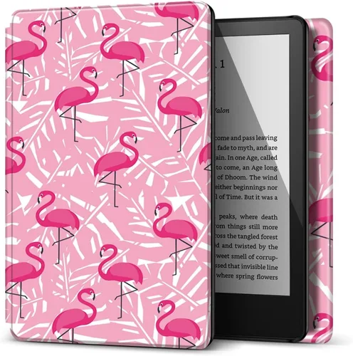 Vista 15 de TNP - Funda delgada para Kindle de 6 pulgadas para 11ª generación 2024/2022, flores de almendro Funda delgada de cuero sintético con diseño