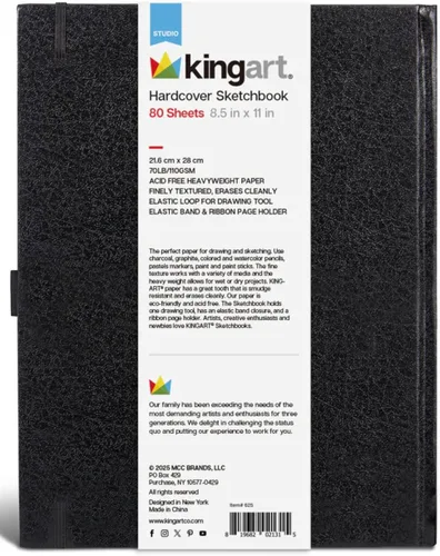 Vista 5 de KINGART Cuaderno de bocetos de tapa dura, paquete de 2, 8.5" x 11
