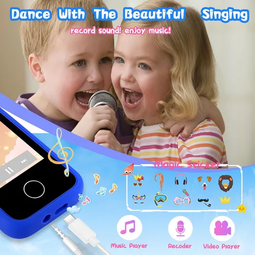 Vista 5 de Teléfono para niños de regalo de cumpleaños, juguete para niñas y niños de 3, 4, 5, 6, 7, 8, 9, 10 años, teléfono inteligente para niños pequeños