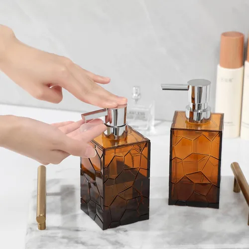 Vista 3 de Dispensador de jabón de manos, botellas de bomba de líquido de plástico acrílico transparente recargables dispensador de loción para decoración