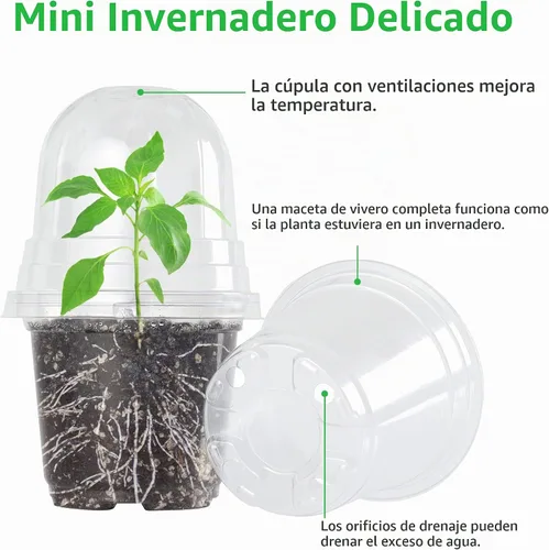 Vista 3 de Bonviee 36 paquetes de macetas de vivero transparentes de 3.5/4/5 pulgadas con cúpulas de humedad, macetas de inicio de semillas de varios tamaños