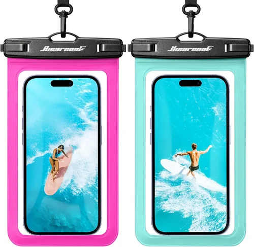 Vista 26 de Hiearcool Funda impermeable IPX8 para iPhone 17/16/15/14 Pro Max, bolsa seca para teléfono celular para artículos esenciales de playa y crucero
