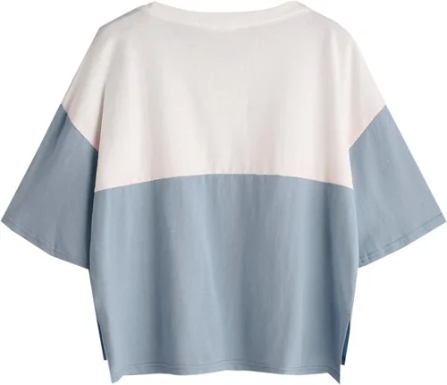 Vista 2 de SweatyRocks - Camiseta holgada informal de media manga con bloque de color para mujer